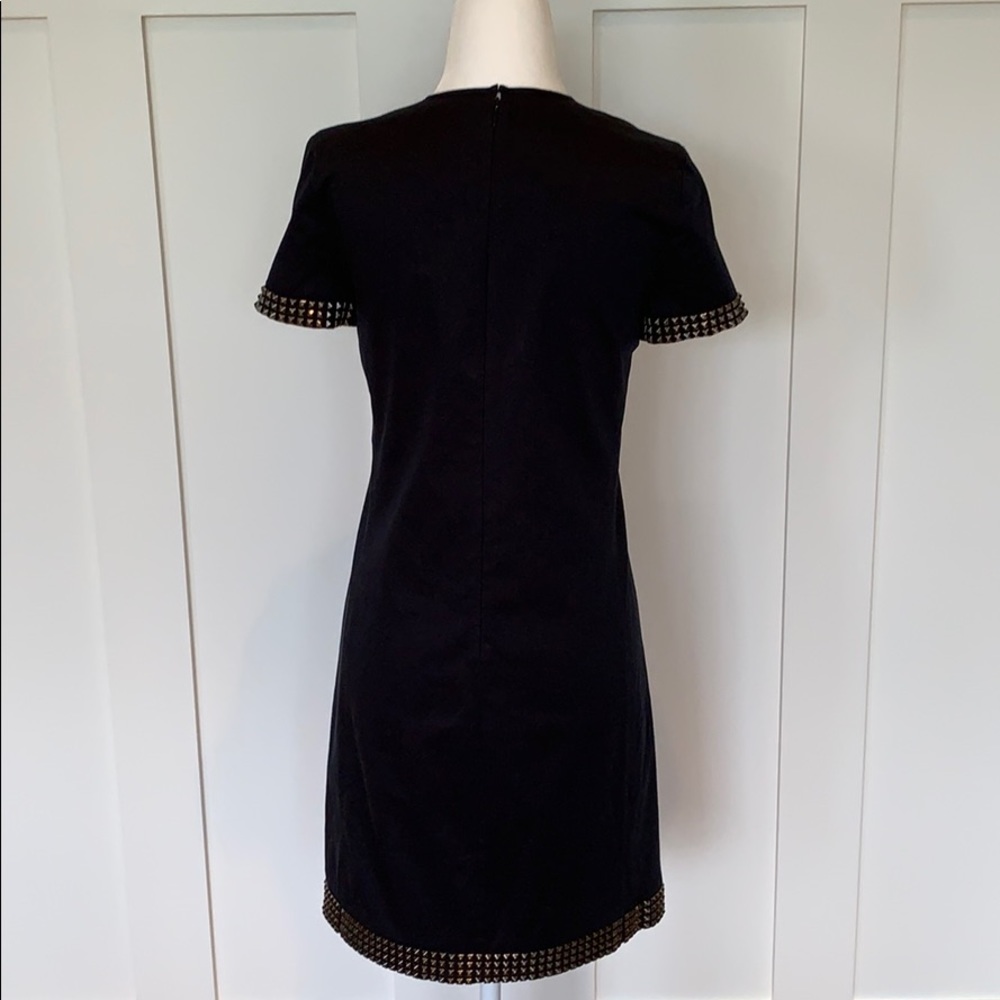 BURBERRY ROCKSTUD BLACK FITTED SILHOUETTE COTTON DRESS LINED W/SILVER STUDS US 4 - Picture 4 of 8